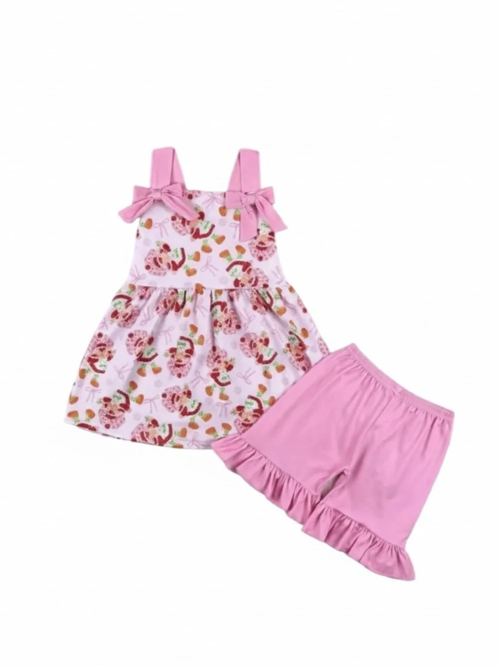 New Boutique Strawberry Shortcake 2 Piece Dress Set with Ruffle Shorts Classic‎